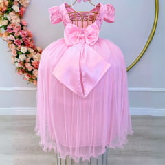 Vestido Infantil Luxo Longo Rosa Bebê