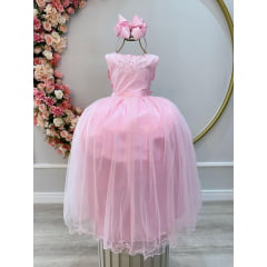 Vestido Infantil Menina Criança Rosa Longo