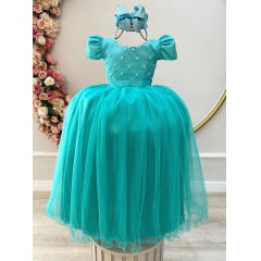 Vestido Infantil Menina Criança Verde Longo