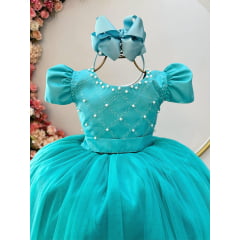 Vestido Infantil Menina Criança Verde Longo