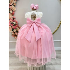 Vestido Infantil OFF com Rosa Longo