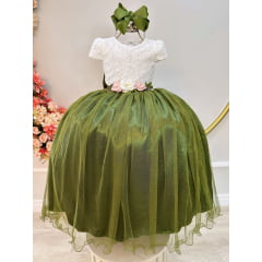 Vestido Infantil OFF com Verde Oliva Longo