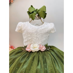 Vestido Infantil OFF com Verde Oliva Longo