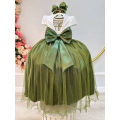 Vestido Infantil OFF com Verde Oliva Longo