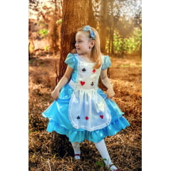 Vestido Infantil para Alice no País das Maravilhas