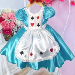 Vestido Infantil para Alice no País das Maravilhas