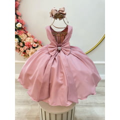 Vestido Infantil Rosa Antigo Rosê Nude