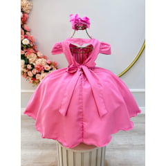 Vestido Infantil Rosa Perola Coração