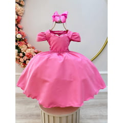 Vestido Infantil Rosa Perola Coração