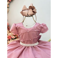 Vestido Infantil Rosa Seco Nervura