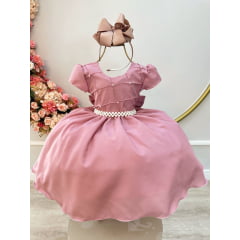 Vestido Infantil Rosa Seco Nervura