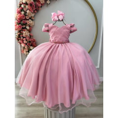 Vestido Infantil Rosê Longo Luxo Dama