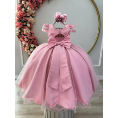 Vestido Infantil Rosê Longo Luxo Dama