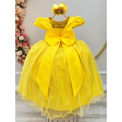 Vestido Infantil Super Luxo Realeza Amarelo Dourado Bodas de Ouro Daminha