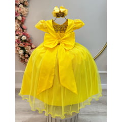 Vestido Infantil Super Luxo Realeza Amarelo Dourado Bodas de Ouro Daminha