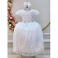 Vestido Infantil Super Luxo Realeza Branco Longo