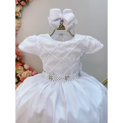 Vestido Infantil Super Luxo Realeza Branco Longo