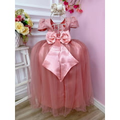 Vestido Infantil Super Luxo Realeza Rose Bodas de Ouro Daminha