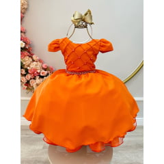 Vestido Infantil Terracota Nervura