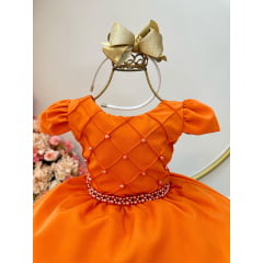 Vestido Infantil Terracota Nervura