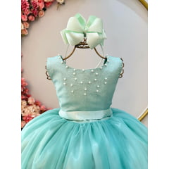 Vestido Infantil Verde Menta Longo