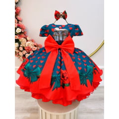 Vestido Infantil Verde Natal Moda Evangelica