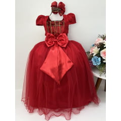 Vestido Infantil Vermelho Longo Luxo Dama