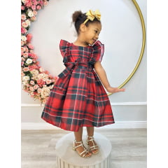 Vestido Infantil Xadrez Coração