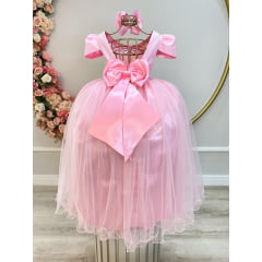 Vestido Infanttil Longo Rosa Perola