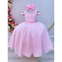 Vestido Longo Infantil Rosa Bebê