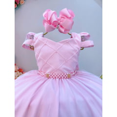 Vestido Longo Infantil Rosa Bebê