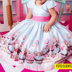 Vestido Menina Festa Confeitaria Doce Mundo Doce Doceria