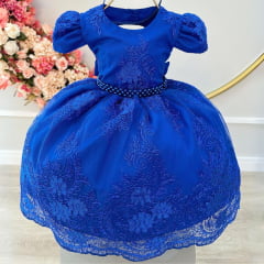 Vestido Menina Festa Realeza Azul Royal