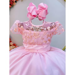 Vestido Rosa Infantil Longo