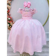 Vestido Rosa Infantil Longo