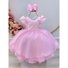 Vestido Infantil Rosa Glitter