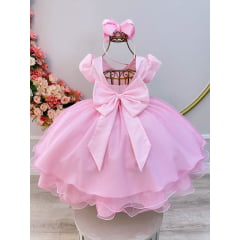 Vestido Infantil Rosa Glitter