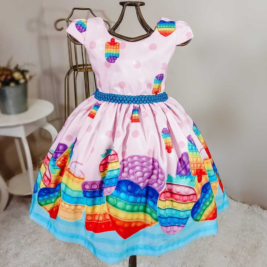 Vestido de Festa Infantil Pop It