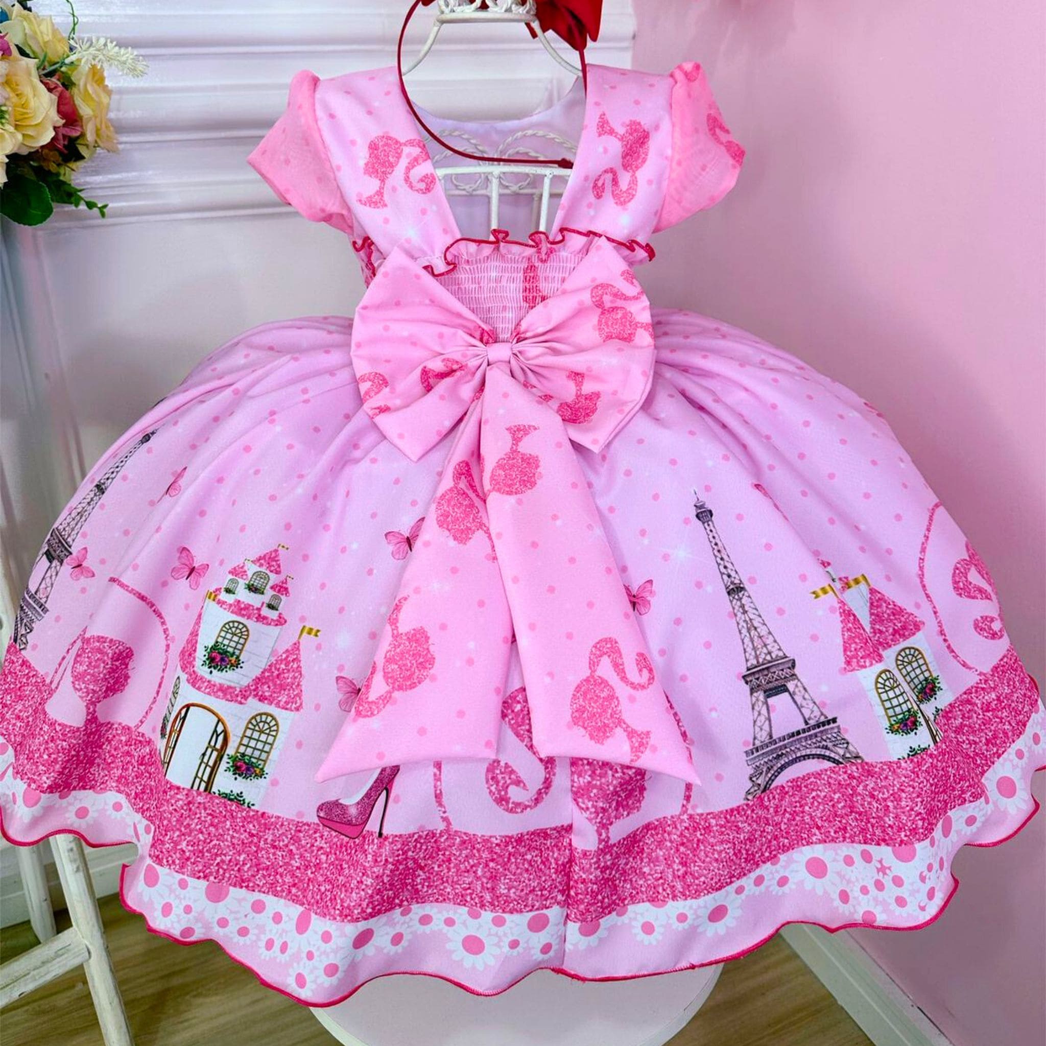 Vestido infantil de Festa para Tema Barbie Luxo - Louyse Rodrigues