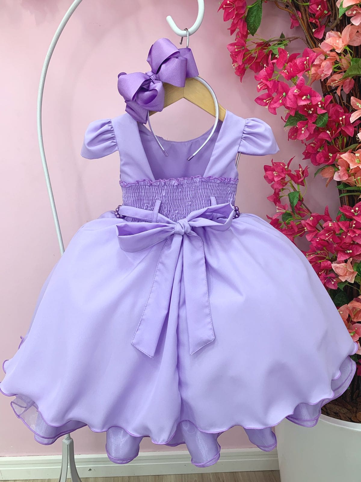 Vestido Infantil de Festa Lilás Luxo Princesa Sofia