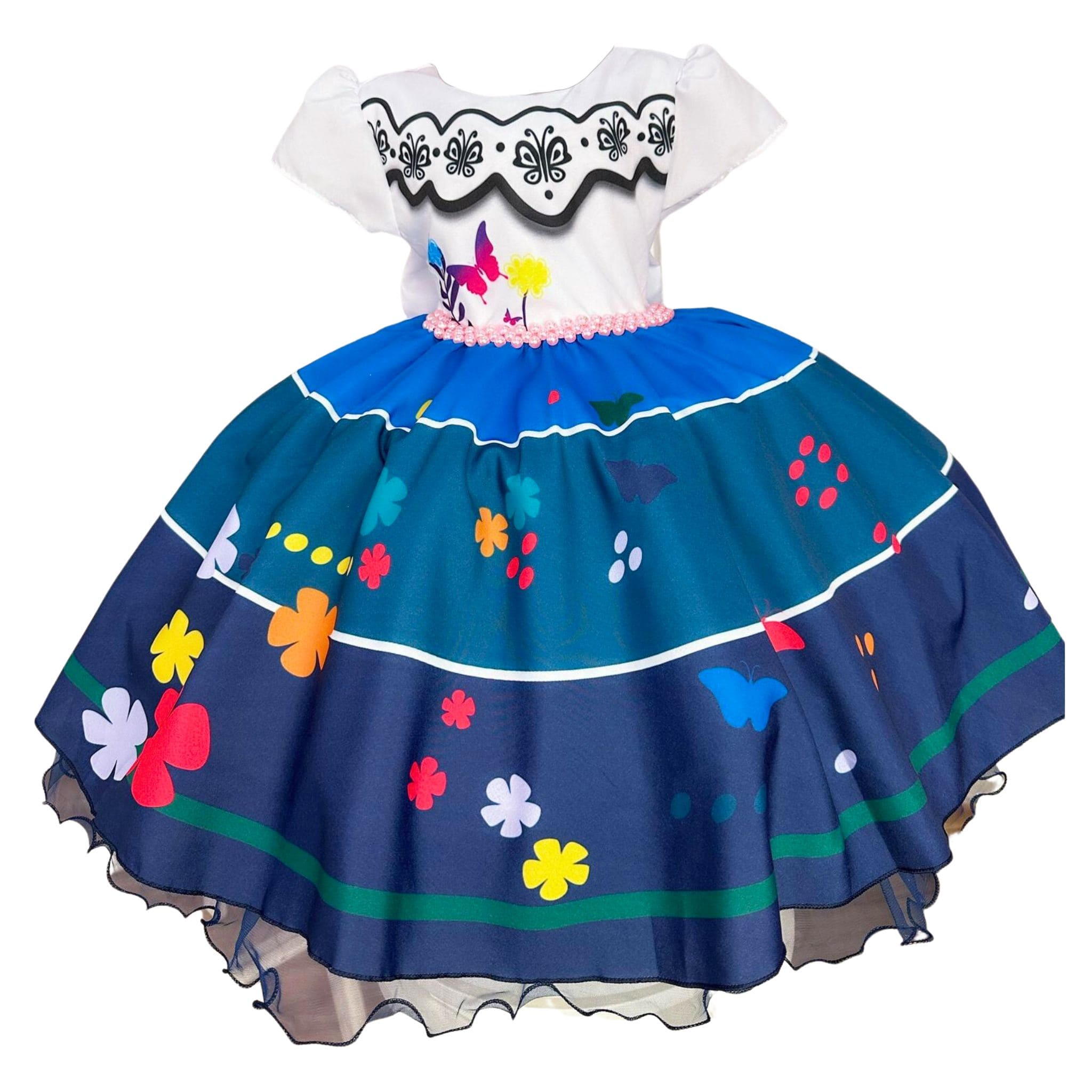Vestido de Festa Infantil Compatível com Encanto Mirabel