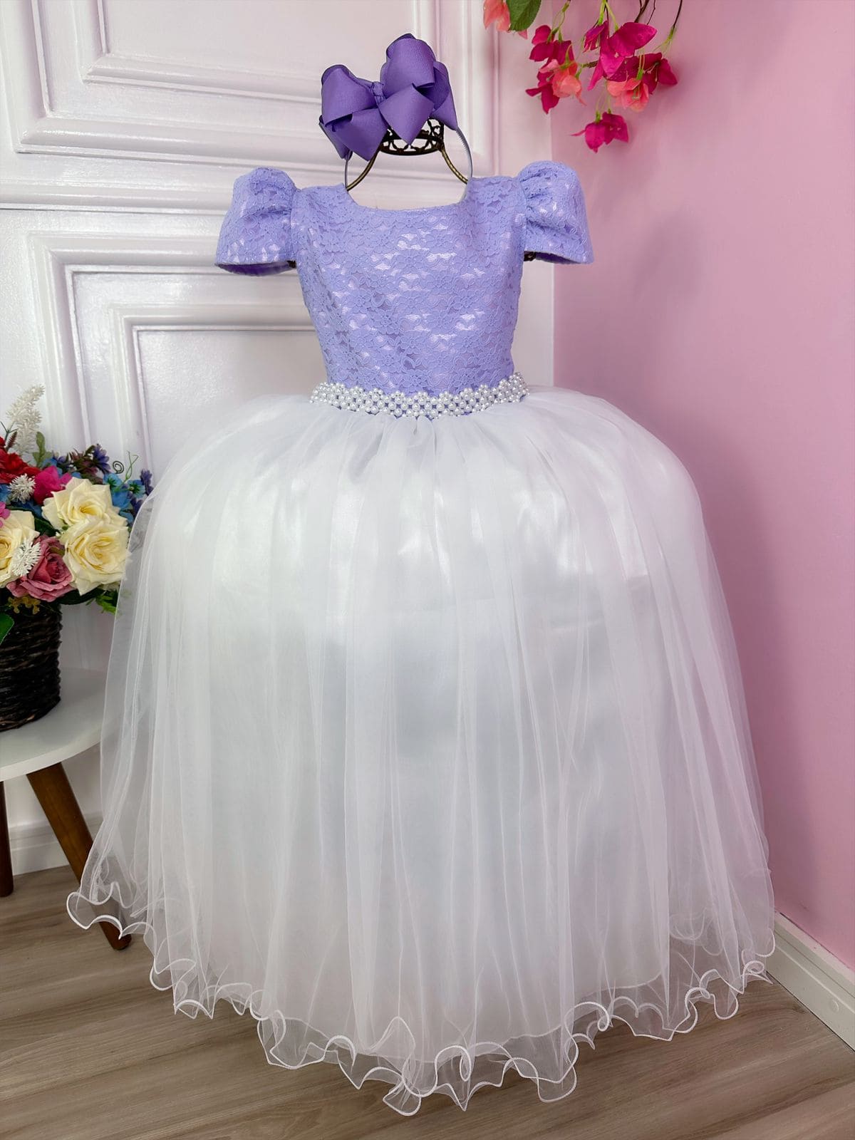 Vestido de Festa Infantil Lilas Longo