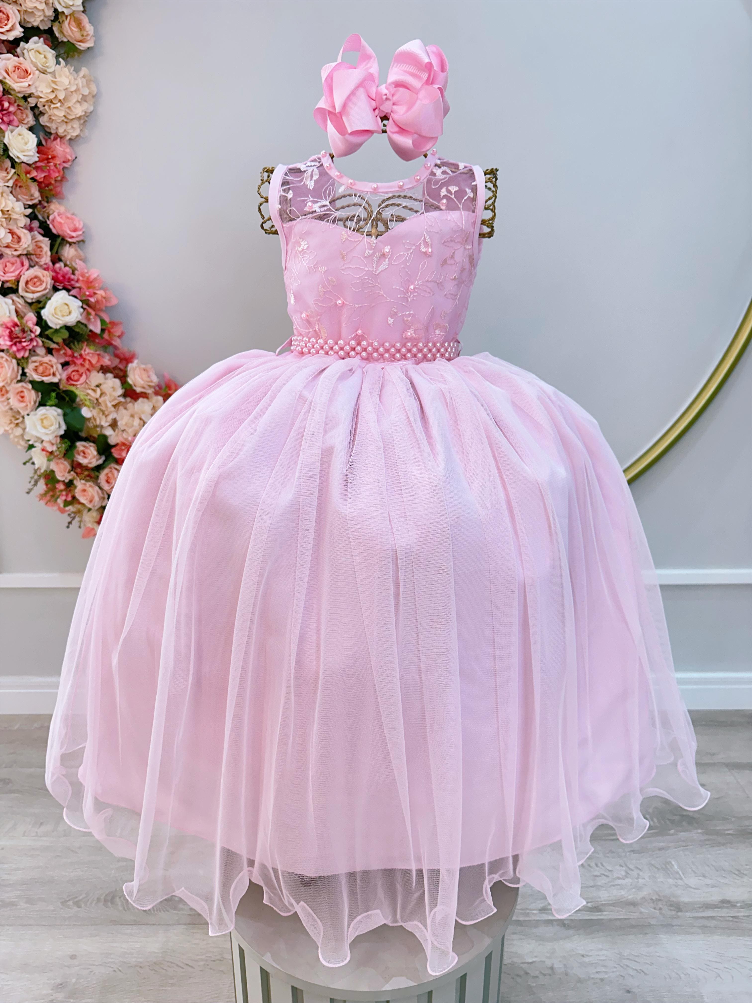 Vestido de Festa Infantil Longo Formatura Dama Rosa