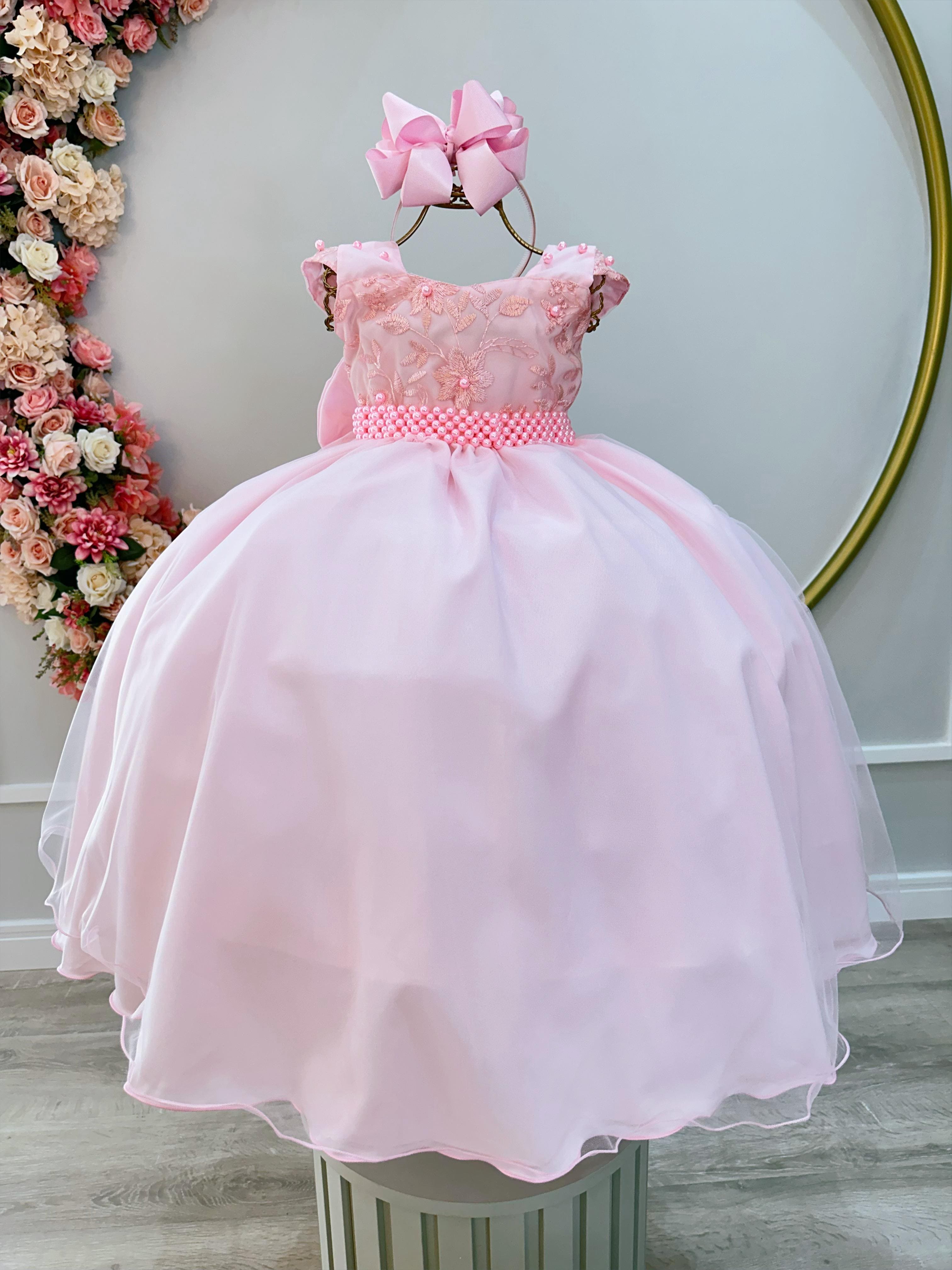 Vestido de Festa Infantil Longo Rosa