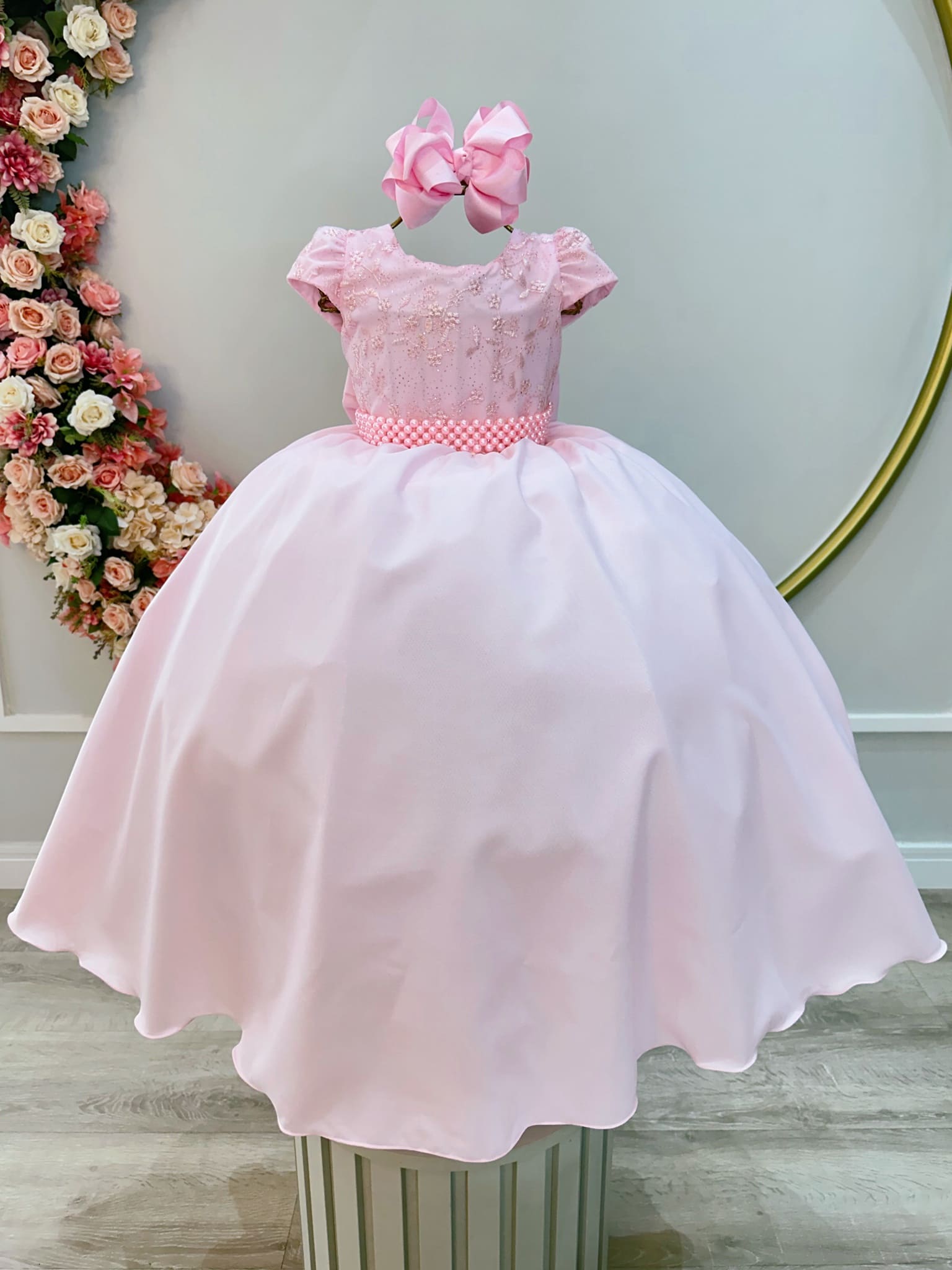 Vestido de Festa Infantil Luxo Rosa Longo