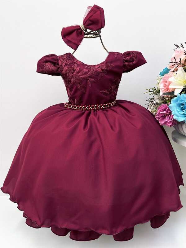 Vestido de Festa Infantil Marsala