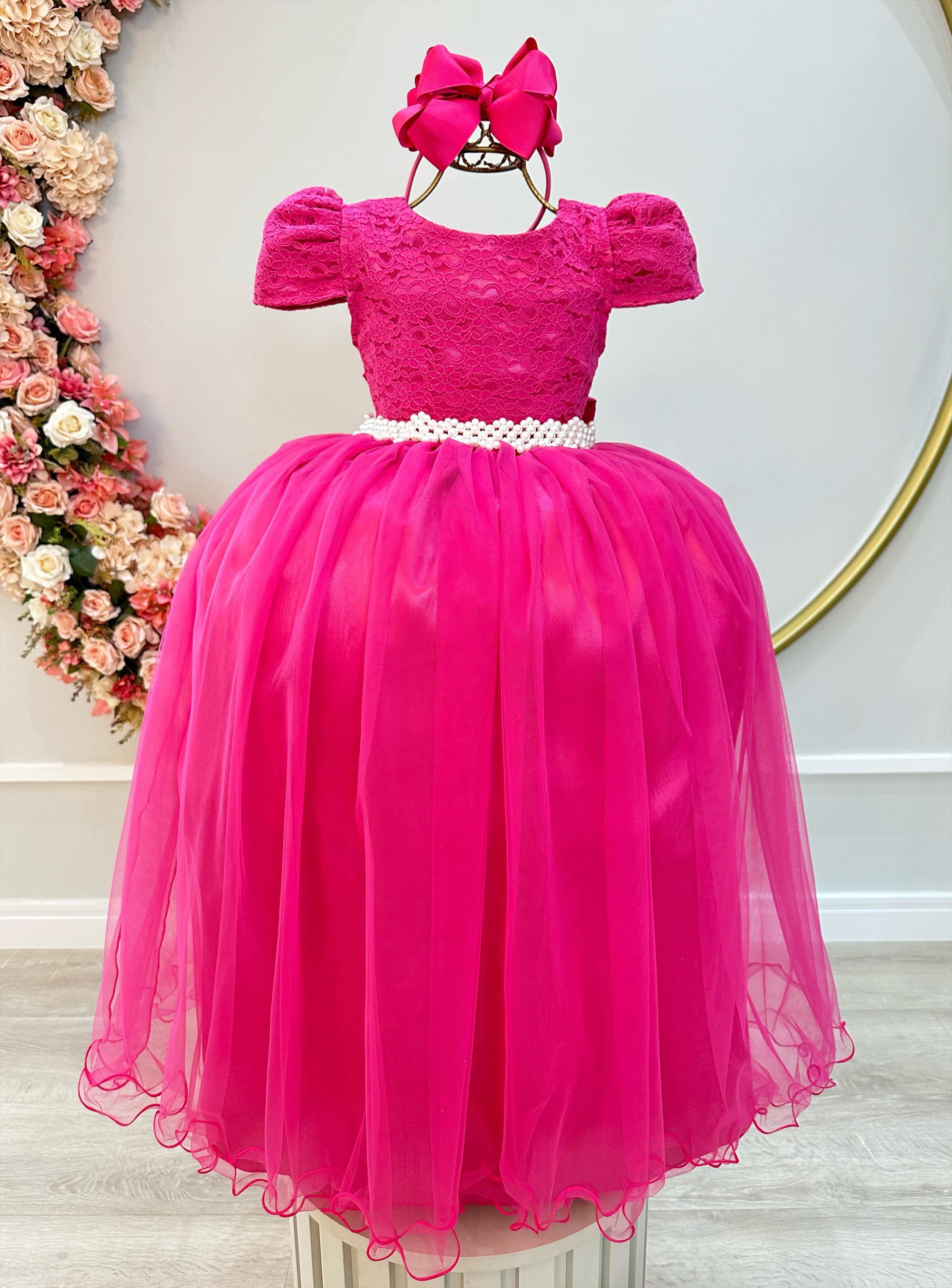 Vestido de Festa Infantil Pink Longo