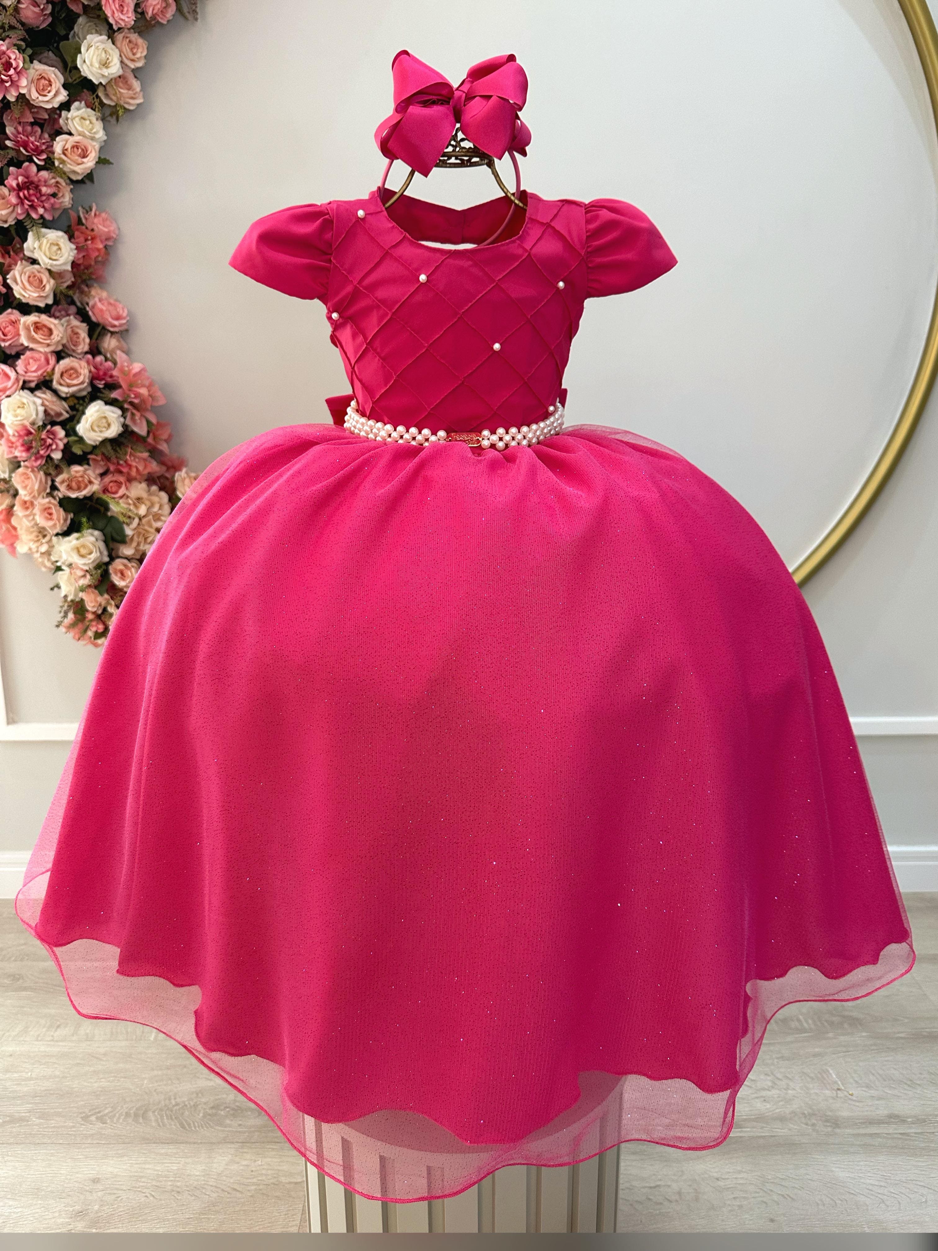 Vestido de Festa Infantil Pink Longo Luxo