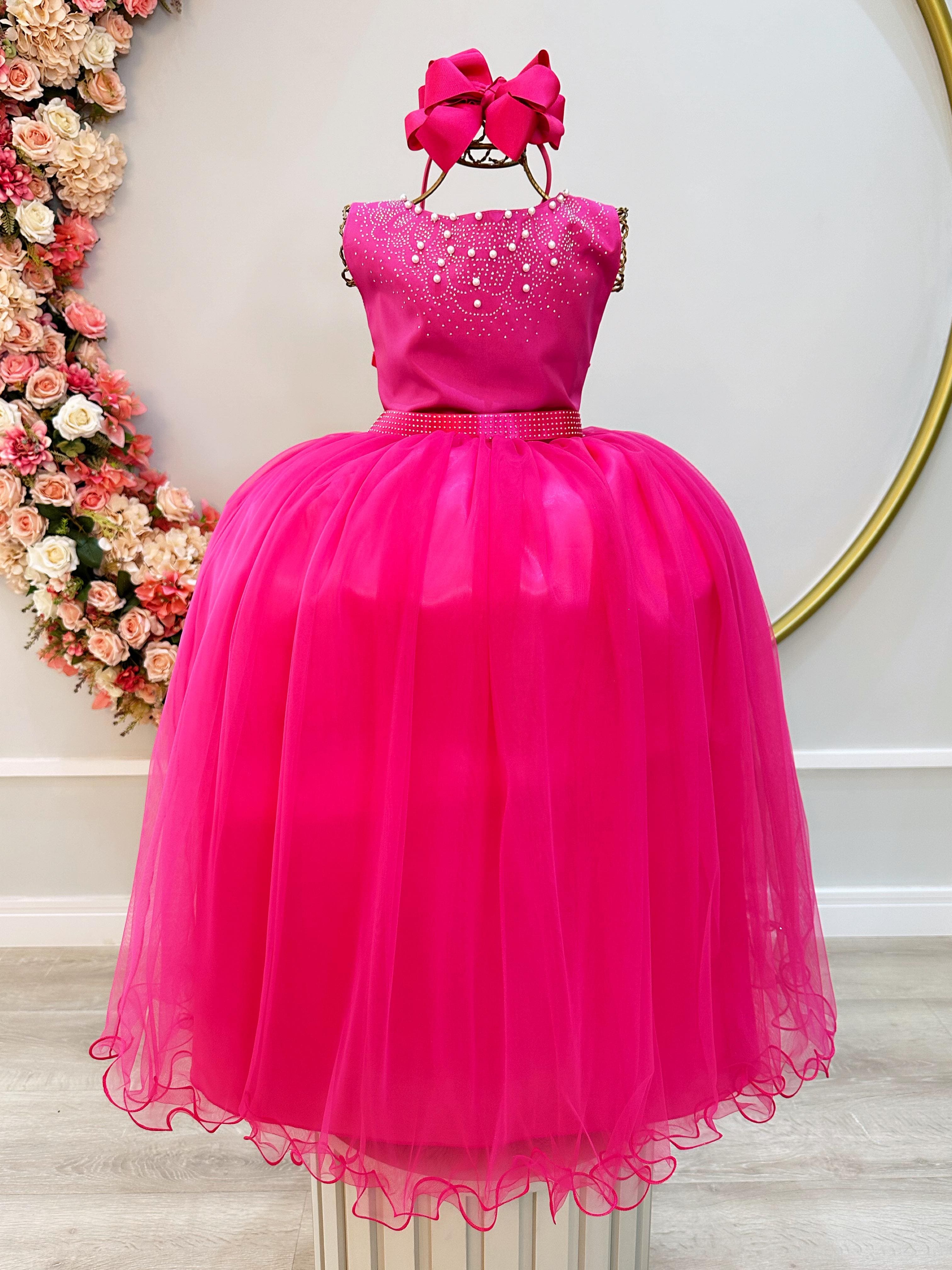 Vestido Festa Infantil Pink Luxo Longo