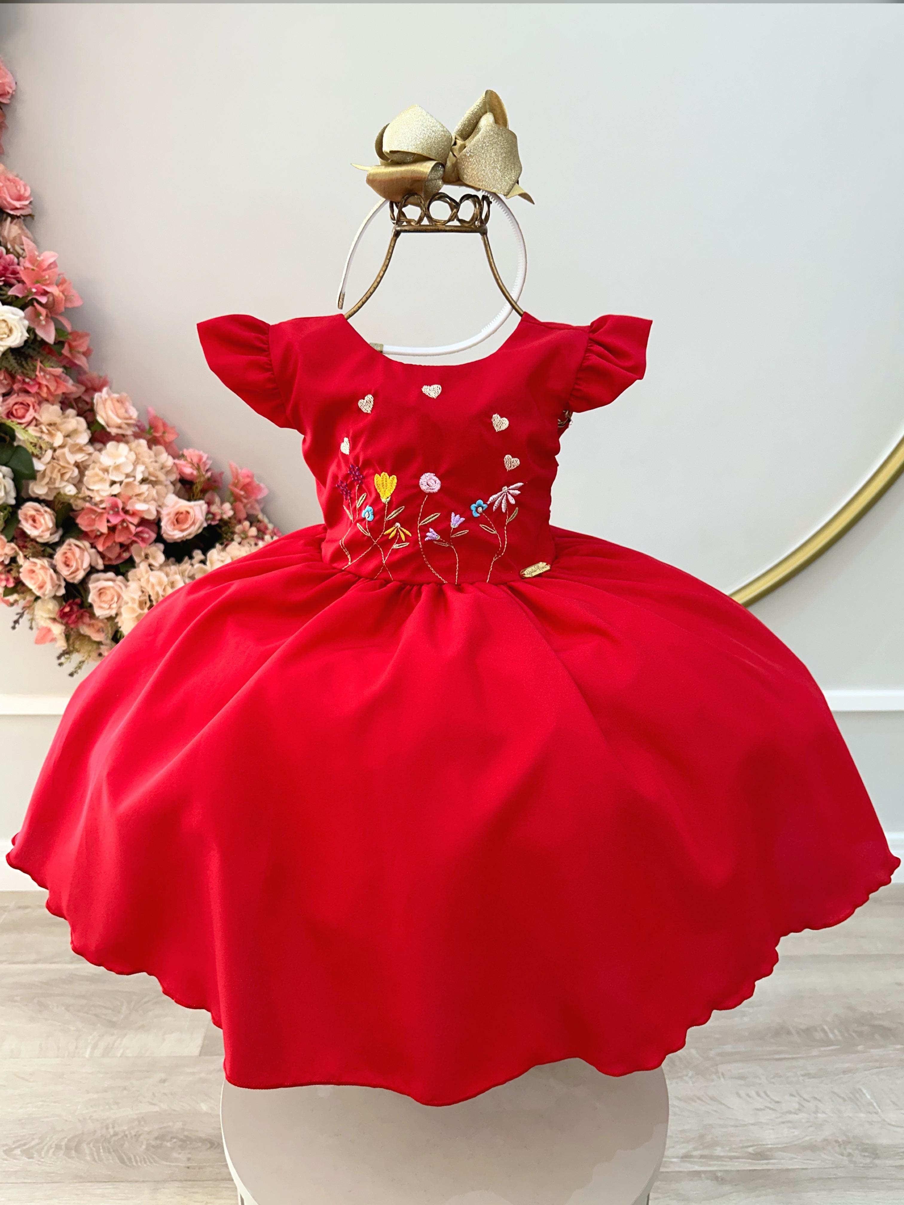 Vestido Festa Infantil Vermelho Princesa